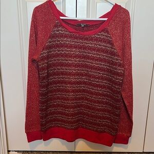 Miss Me Red and Gray Crew Neck Sweater